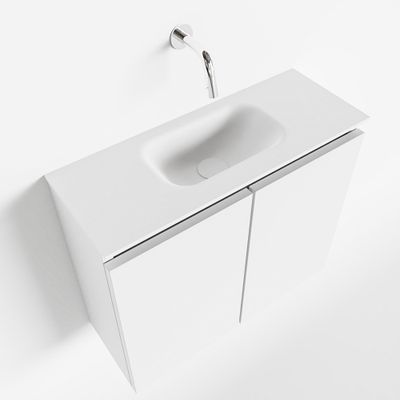 Toiletmeubel Mondiaz Ture | 60 cm | Meubelkleur Talc | Eden wastafel Talc Midden | Zonder kraangat