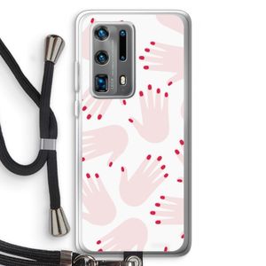 Hands pink: Huawei P40 Pro Plus Transparant Hoesje met koord