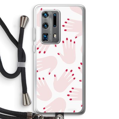 Hands pink: Huawei P40 Pro Plus Transparant Hoesje met koord