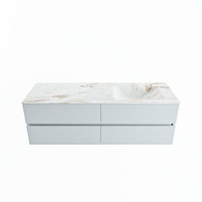 MONDIAZ VICA-DLUX 150cm badmeubel onderkast Clay 4 lades. Inbouw wastafel CLOUD rechts 1 kraangat, kleur Frappe.