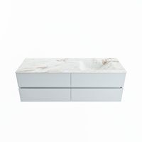MONDIAZ VICA-DLUX 150cm badmeubel onderkast Clay 4 lades. Inbouw wastafel CLOUD rechts 1 kraangat, kleur Frappe.