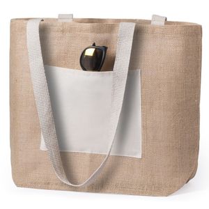 Jute/katoenen naturel shopper/boodschappentas 48 cm