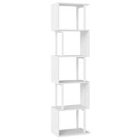 Boekenrek met 5 Verdiepingen Geometrisch Staand Rek met Metalen Frame Vrijstaand Opslagrek met Kantelbeveiliging Boekenkast Opslagrek-Wit