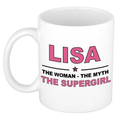 Lisa cadeau mok - Woman Myth Supergirl - naam koffiemok - 300 ml - collega - moederdag