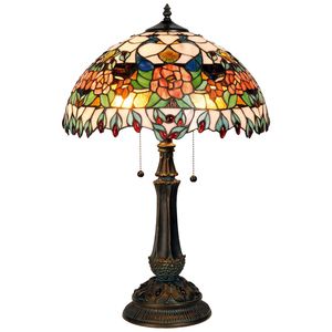 HAES DECO - Tiffany Tafellamp Rood, Groen Ø 41x67 cm Fitting E27 / Lamp max 2x60w