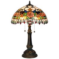 HAES DECO - Tiffany Tafellamp Rood, Groen Ø 41x67 cm Fitting E27 / Lamp max 2x60w - thumbnail