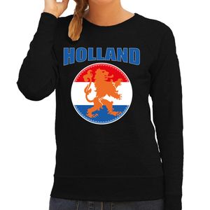 Zwarte fan sweater / trui Holland met oranje leeuw EK/ WK voor dames