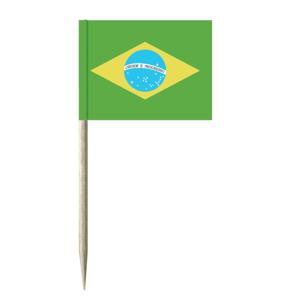 Cocktailprikkers vlag Brazilie - 50x stuks - 8 cm vlaggetjes - landen decoratie - Prikkertjes