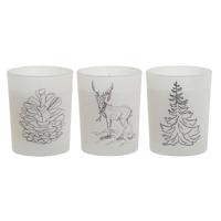 Kaars DKD Home Decor Wit Kerstmis 5 x 5 x 6 cm (3 Stuks)