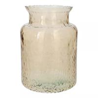 Bloemenvaas Base - beige transparant glas - D19 x H25 cm - decoratieve vaas - bloemen/takken