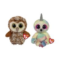 Ty - Knuffel - Beanie Buddy - Percy Owl & Cooper Sloth - thumbnail