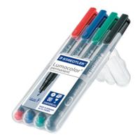 Staedtler Lumocolor permanent F DRY SAFE 318 WP4 Permanent marker Rood, Blauw, Groen, Zwart Watervast: Ja