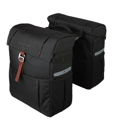 Gazelle dubbele fietstas met mik adapter 37 liter 31 x 40 x 15 (2x) zwart/bruin