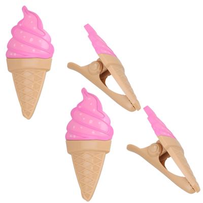 Gerimport Handdoekknijpers - 4x - bruin - ijsje - handdoekklem - kunststof