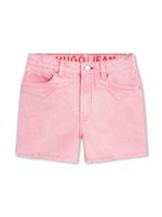 HUGO KIDS short en jean à ourlet frangé - Rose