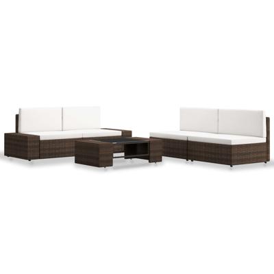 5-delige Loungeset poly rattan bruin