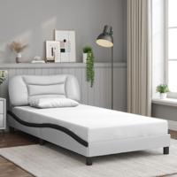 Bedframe met hoofdbord kunstleer zwart en wit 100x200 cm