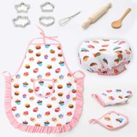 11 STKS/set Kids koken bakken Kit keuken chef-kok kostuum rol spelen schort hoed handschoenen set voor kinderen