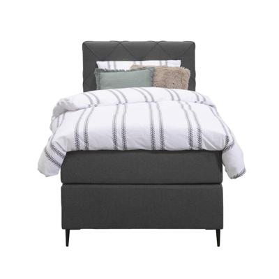 Leen Bakker - Boxspring Liv Geruit - Antraciet - 90x200 Cm - Slanke Poot - Stof - Grijs