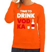 Time to drink Vodka tekst sweater oranje voor dames - thumbnail