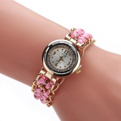 Sloggi 377 vrouwen touw ketting Quartz polshorloge breien (roze)