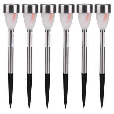 Sunnydays Tuinlampen / prikspot Solar Lumora - 6x - zilver - RVS - waterbestendig - 36 cm