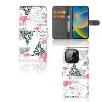 iPhone 14 Pro | Telefoonhoesje | Met pasjeshouder | Flamingo Triangle