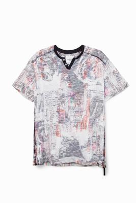 T-shirt met binnenstebuiten effect - MATERIAL FINISHES - S