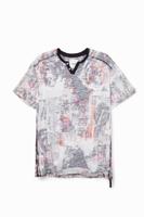 T-shirt met binnenstebuiten effect - MATERIAL FINISHES - S T-shirt met binnenstebuiten effect - MATERIAL FINISHES - S