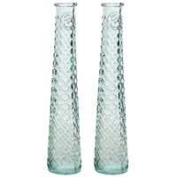 2x stuks vazen/bloemenvazen gerecycled glas - D7 x H32 cm - transparant