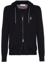 Brunello Cucinelli cardigan zippé à logo brodé - Noir