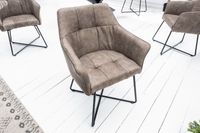 Exclusief design stoel LOFT microvezel vintage taupe met armleuning - 42475 - thumbnail