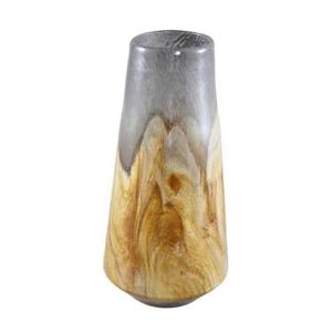 PTMD Saman Amber solid glass vase yellow wavy round L