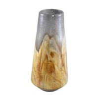 PTMD Saman Amber solid glass vase yellow wavy round L - thumbnail