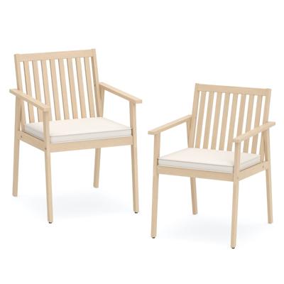 Set van 2 Tuinstoelen Outdoor Stoelen van Acaciahout met Afneembaar Gestoffeerd Kussen