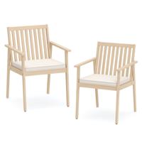 Set van 2 Tuinstoelen Outdoor Stoelen van Acaciahout met Afneembaar Gestoffeerd Kussen