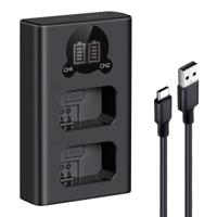 K&F Concept NP-FW50 dual batterij-oplader met USB-C en display