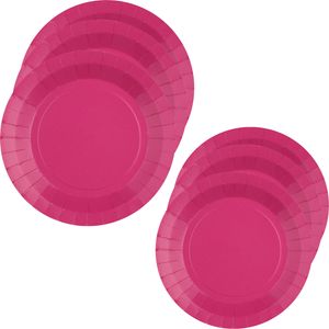 Feest/verjaardag bordjes set - 20x stuks - fuchsia roze - 17 cm en 22 cm