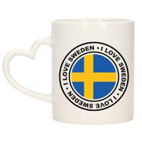 Cadeau koffiemok Zweden - vlag - I love - 300 ml - keramiek - landen thema - support