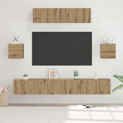 Tv-meubelset 7 pcs artisanaal eikenkleurig 80 x 30 x 30 cm