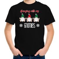 Bellatio Decorations kerst t-shirt voor kinderen - Kerst kabouter/gnoom - zwart - Gnomies XL (164-176)  -