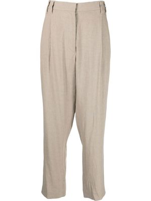 Brunello Cucinelli pantalon à taille haute - Marron