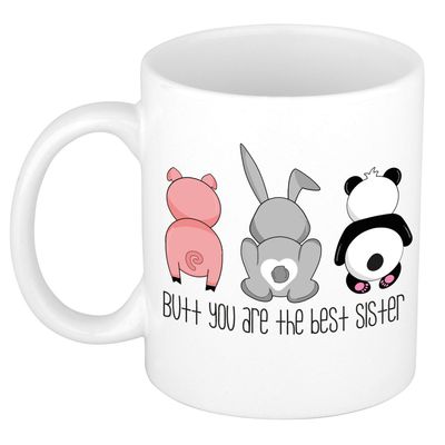 Cadeau koffie/thee mok voor zus - wit - keramiek - 300 ml Cadeau koffie/thee mok voor zus - wit - keramiek - 300 ml