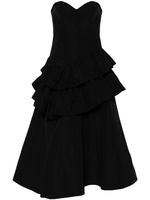 Marchesa Notte robe en taffetas à coupe mi-longue - Noir