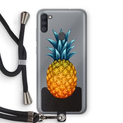 Grote ananas: Samsung Galaxy A11 Transparant Hoesje met koord