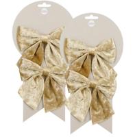 Kerst ornamenten strikken - 4x st - champagne - 12 x 13 cm - kerstboomstrikjes