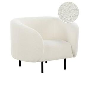 Beliani - LOEN - Fauteuil - Wit|Zwart - Bouclé