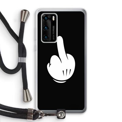Middle finger black: Huawei P40 Transparant Hoesje met koord