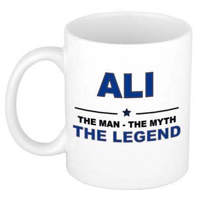 Ali cadeau mok - man myth legend - naam koffiemok / beker - wit en blauw - 300 ml