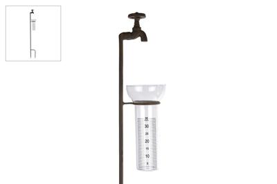 Tuinsteker Regenmeter op steel roest metaal 8x10x100cm